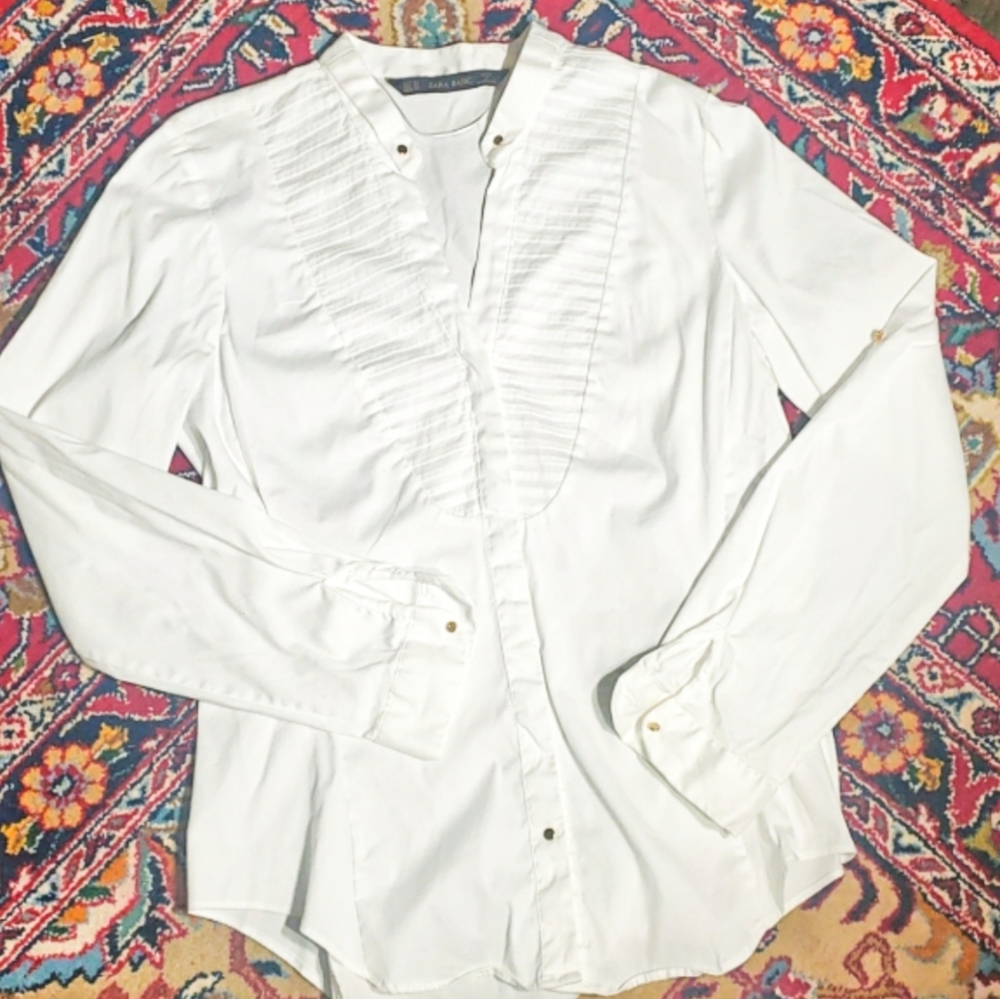 Zara Pleated Poplin Blouse